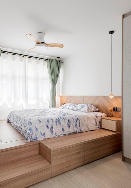 platform bed, storage bed, wooden bed frame, bedroom furniture, king bed frame, minimalist, lifestyle, calm, fresh, neutral